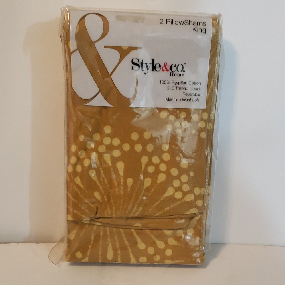 Style & Co. King Pillow Shams in Mustard with Light Yellow Dot Floral